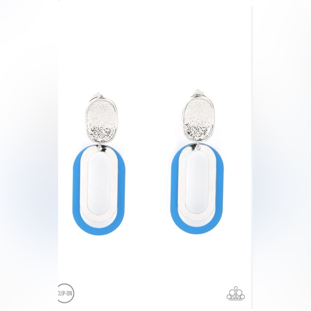 Silver and Blue Oval Drop Earrings